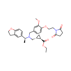 CCOC(=O)[C@@H]1C[C@H]1CN(Cc1ccc(OCCN2C(=O)CCC2=O)c(OC)c1)[C@@H](C)c1ccc2c(c1)CCO2 ZINC000224854900