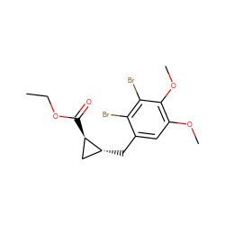 CCOC(=O)[C@@H]1C[C@H]1Cc1cc(OC)c(OC)c(Br)c1Br ZINC001772643061