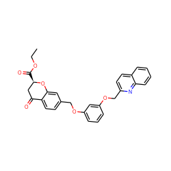 CCOC(=O)[C@@H]1CC(=O)c2ccc(COc3cccc(OCc4ccc5ccccc5n4)c3)cc2O1 ZINC000029416401