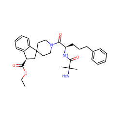 CCOC(=O)[C@@H]1CC2(CCN(C(=O)[C@@H](CCCc3ccccc3)NC(=O)C(C)(C)N)CC2)c2ccccc21 ZINC000003826588