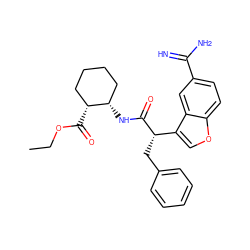 CCOC(=O)[C@@H]1CCCC[C@@H]1NC(=O)[C@@H](Cc1ccccc1)c1coc2ccc(C(=N)N)cc12 ZINC000014951085