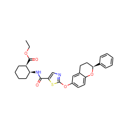 CCOC(=O)[C@@H]1CCCC[C@@H]1NC(=O)c1cnc(Oc2ccc3c(c2)CC[C@@H](c2ccccc2)O3)s1 ZINC000169710619