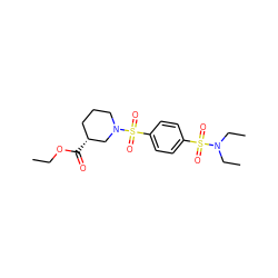 CCOC(=O)[C@@H]1CCCN(S(=O)(=O)c2ccc(S(=O)(=O)N(CC)CC)cc2)C1 ZINC000000931252