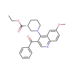 CCOC(=O)[C@@H]1CCCN(c2c(C(=O)c3ccccc3)cnc3ccc(OC)cc23)C1 ZINC000036058111