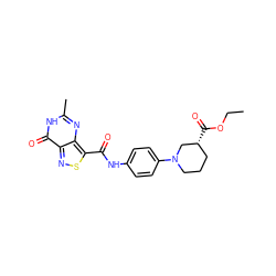 CCOC(=O)[C@@H]1CCCN(c2ccc(NC(=O)c3snc4c(=O)[nH]c(C)nc34)cc2)C1 ZINC000013150613