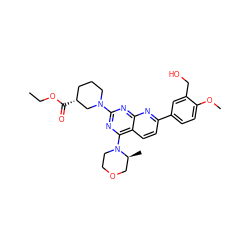 CCOC(=O)[C@@H]1CCCN(c2nc(N3CCOC[C@@H]3C)c3ccc(-c4ccc(OC)c(CO)c4)nc3n2)C1 ZINC000139046437