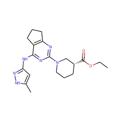 CCOC(=O)[C@@H]1CCCN(c2nc3c(c(Nc4cc(C)[nH]n4)n2)CCC3)C1 ZINC000299866144