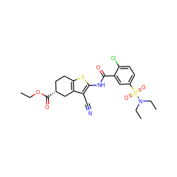 CCOC(=O)[C@@H]1CCc2sc(NC(=O)c3cc(S(=O)(=O)N(CC)CC)ccc3Cl)c(C#N)c2C1 ZINC000029133818