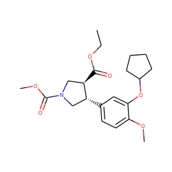 CCOC(=O)[C@@H]1CN(C(=O)OC)C[C@H]1c1ccc(OC)c(OC2CCCC2)c1 ZINC000013745001