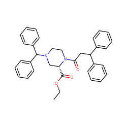 CCOC(=O)[C@@H]1CN(C(c2ccccc2)c2ccccc2)CCN1C(=O)CC(c1ccccc1)c1ccccc1 ZINC000038522245