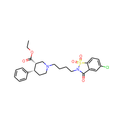 CCOC(=O)[C@@H]1CN(CCCCN2C(=O)c3cc(Cl)ccc3S2(=O)=O)CC[C@@H]1c1ccccc1 ZINC000003936602