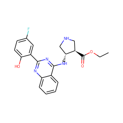 CCOC(=O)[C@@H]1CNC[C@H]1Nc1nc(-c2cc(F)ccc2O)nc2ccccc12 ZINC000059287714