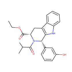 CCOC(=O)[C@@H]1Cc2c([nH]c3ccccc23)[C@H](c2cccc(O)c2)N1C(=O)C(C)C ZINC000049807674