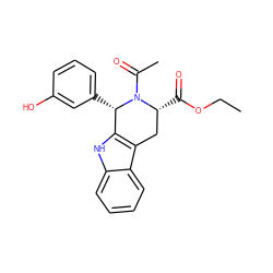 CCOC(=O)[C@@H]1Cc2c([nH]c3ccccc23)[C@H](c2cccc(O)c2)N1C(C)=O ZINC000049808144