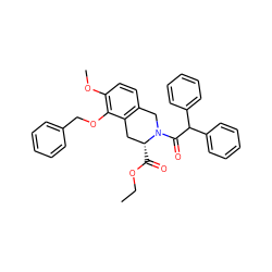 CCOC(=O)[C@@H]1Cc2c(ccc(OC)c2OCc2ccccc2)CN1C(=O)C(c1ccccc1)c1ccccc1 ZINC000027705710