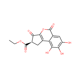 CCOC(=O)[C@@H]1Cc2c(oc(=O)c3cc(O)c(O)c(O)c23)C1=O ZINC000103289848