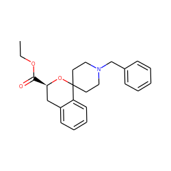 CCOC(=O)[C@@H]1Cc2ccccc2C2(CCN(Cc3ccccc3)CC2)O1 ZINC000013491893