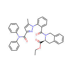 CCOC(=O)[C@@H]1Cc2ccccc2CN1C(=O)c1ccccc1-n1nc(C(=O)N(c2ccccc2)c2ccccc2)cc1C ZINC000029465064