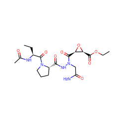 CCOC(=O)[C@@H]1O[C@@H]1C(=O)N(CC(N)=O)NC(=O)[C@@H]1CCCN1C(=O)[C@H](CC)NC(C)=O ZINC000073197956