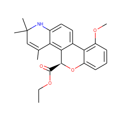 CCOC(=O)[C@@H]1Oc2cccc(OC)c2-c2ccc3c(c21)C(C)=CC(C)(C)N3 ZINC000013470744