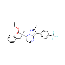 CCOC(=O)[C@](C)(Cc1ccccc1)c1ccnc2c(-c3ccc(C(F)(F)F)cc3)c(C)nn12 ZINC000299818797