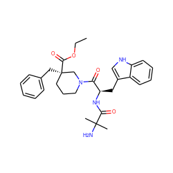 CCOC(=O)[C@]1(Cc2ccccc2)CCCN(C(=O)[C@@H](Cc2c[nH]c3ccccc23)NC(=O)C(C)(C)N)C1 ZINC000003812534