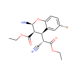 CCOC(=O)[C@H](C#N)[C@@H]1c2cc(Br)ccc2O[C@H](N)[C@@H]1C(=O)OCC ZINC000027431213