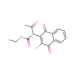 CCOC(=O)[C@H](C(C)=O)C1=C(Cl)C(=O)c2ccccc2C1=O ZINC000001710914