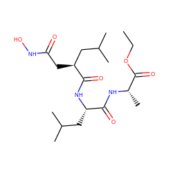 CCOC(=O)[C@H](C)NC(=O)[C@H](CC(C)C)NC(=O)[C@@H](CC(=O)NO)CC(C)C ZINC000003801503