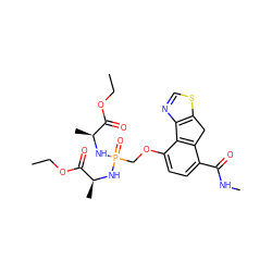 CCOC(=O)[C@H](C)NP(=O)(COc1ccc(C(=O)NC)c2c1-c1ncsc1C2)N[C@@H](C)C(=O)OCC ZINC000053313863