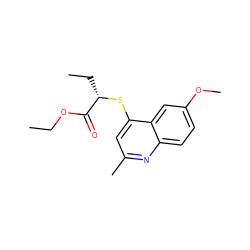 CCOC(=O)[C@H](CC)Sc1cc(C)nc2ccc(OC)cc12 ZINC000000420948