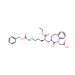 CCOC(=O)[C@H](CCCCNC(=O)OCc1ccccc1)N[C@H]1CCc2ccccc2N(CC(=O)O)C1=O ZINC000029342869