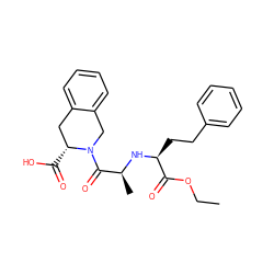 CCOC(=O)[C@H](CCc1ccccc1)N[C@@H](C)C(=O)N1Cc2ccccc2C[C@H]1C(=O)O ZINC000003801163