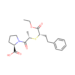 CCOC(=O)[C@H](CCc1ccccc1)S[C@@H](C)C(=O)N1CCC[C@@H]1C(=O)O ZINC000028756421