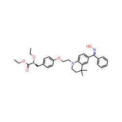 CCOC(=O)[C@H](Cc1ccc(OCCN2CCC(C)(C)c3cc(/C(=N\O)c4ccccc4)ccc32)cc1)OCC ZINC000029039097