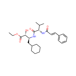 CCOC(=O)[C@H](O)[C@H](CC1CCCCC1)NC(=O)[C@@H](NC(=O)/C=C/c1ccccc1)C(C)C ZINC000028221967