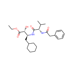 CCOC(=O)[C@H](O)[C@H](CC1CCCCC1)NC(=O)[C@@H](NC(=O)Cc1ccccc1)C(C)C ZINC000013488648