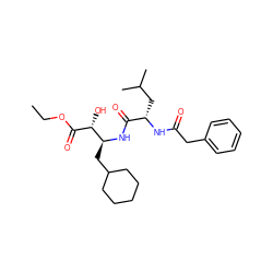 CCOC(=O)[C@H](O)[C@H](CC1CCCCC1)NC(=O)[C@H](CC(C)C)NC(=O)Cc1ccccc1 ZINC000013488654