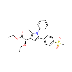 CCOC(=O)[C@H](OCC)c1cc(-c2ccc(S(C)(=O)=O)cc2)n(-c2ccccc2)c1C ZINC000040955950