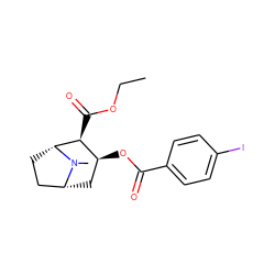 CCOC(=O)[C@H]1[C@@H](OC(=O)c2ccc(I)cc2)C[C@@H]2CC[C@H]1N2C ZINC000013779950