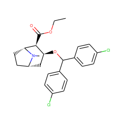 CCOC(=O)[C@H]1[C@@H](OC(c2ccc(Cl)cc2)c2ccc(Cl)cc2)C[C@@H]2CC[C@H]1N2C ZINC000036271656