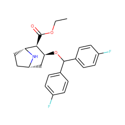 CCOC(=O)[C@H]1[C@@H](OC(c2ccc(F)cc2)c2ccc(F)cc2)C[C@@H]2CC[C@H]1N2 ZINC000036271644