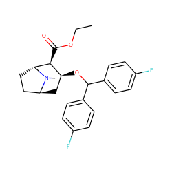 CCOC(=O)[C@H]1[C@@H](OC(c2ccc(F)cc2)c2ccc(F)cc2)C[C@H]2CC[C@H]1N2C ZINC000100912975