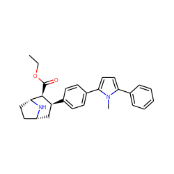 CCOC(=O)[C@H]1[C@@H](c2ccc(-c3ccc(-c4ccccc4)n3C)cc2)C[C@@H]2CC[C@H]1N2 ZINC000027527297