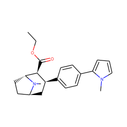 CCOC(=O)[C@H]1[C@@H](c2ccc(-c3cccn3C)cc2)C[C@H]2CC[C@H]1N2C ZINC000100875756