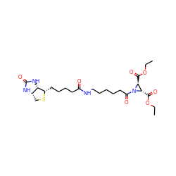 CCOC(=O)[C@H]1[C@H](C(=O)OCC)N1C(=O)CCCCCNC(=O)CCCC[C@@H]1SC[C@@H]2NC(=O)N[C@H]12 ZINC000036178685