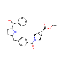 CCOC(=O)[C@H]1[C@H]2CN(C(=O)c3ccc(C[C@@H]4CC[C@H]([C@H](O)c5ccccc5)N4)cc3)C[C@H]21 ZINC000653803310
