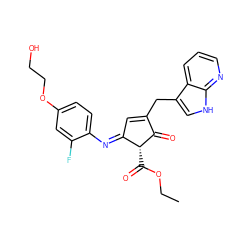 CCOC(=O)[C@H]1C(=O)C(Cc2c[nH]c3ncccc23)=C/C1=N\c1ccc(OCCO)cc1F ZINC000221218164