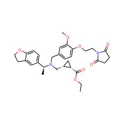 CCOC(=O)[C@H]1C[C@H]1CN(Cc1ccc(OCCN2C(=O)CCC2=O)c(OC)c1)[C@@H](C)c1ccc2c(c1)CCO2 ZINC000224867994