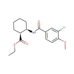 CCOC(=O)[C@H]1CCCC[C@H]1NC(=O)c1ccc(OC)c(Cl)c1 ZINC000147023622